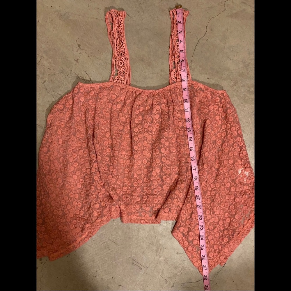 ❤️ Valentine’s Day pink crochet lace tank S M OSFM - Picture 5 of 5